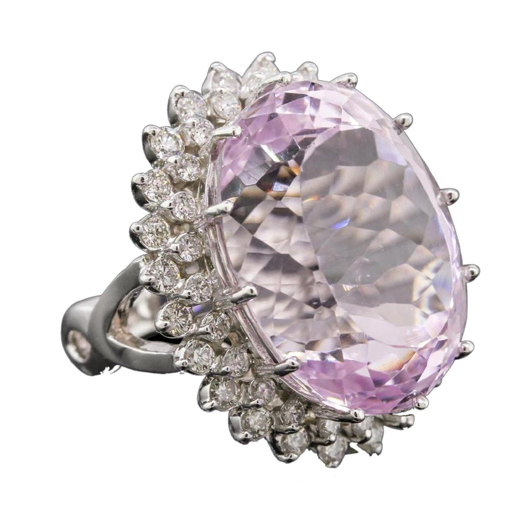 38,75 karaat roze kunziet en diamanten fancy ring wit goud - harrychadent.nl