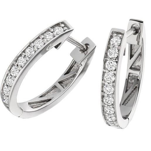 3,00 Ct Griffen Set Ronde Geslepen Echt Diamanten Hoepel Oorbellen Wit Goud 14K - harrychadent.nl