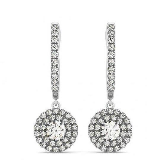 3,00 Karaat Hangende Bungel Oorbellen Ronde Echt Diamanten Wit Goud