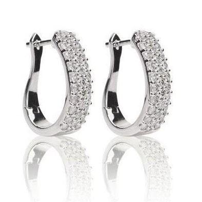 3,00 ct Briljant Geslepen Echt Diamanten Dames Hoepel Oorbellen Goud Wit 14K - harrychadent.nl