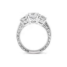 Afbeelding in Gallery-weergave laden, 3.01 Ct. Diamanten ring met 3 stenen in antieke stijl wit goud 14K - harrychadent.nl
