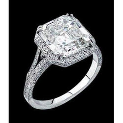 3.01 Ct. Stralende Diamanten Ring Solitaire Met Accenten Dames Sieraden