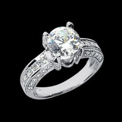 3.01 karaat ronde diamanten ring met accenten massief wit goud 14K