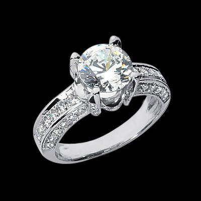 3.01 karaat ronde diamanten ring met accenten massief wit goud 14K - harrychadent.nl