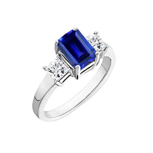 3.05 ct. Emerald Ceylon Sapphire And Diamonds Three Stone Ring - harrychadent.nl