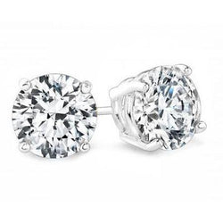3.10 Ct Solitaire Rond Geslepen uit de aarde gewonnen Diamanten Oorknop Witgoud 14K