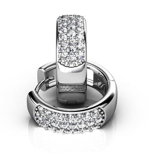 3,10 ct Drievoudige Rij Ronde Geslepen Echt Diamanten Vrouwen Hoepel Oorbellen Wit Goud - harrychadent.nl
