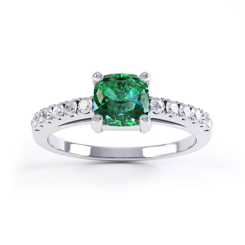 3.2 ct groene smaragd met diamanten trouwring wit goud 14k - harrychadent.nl