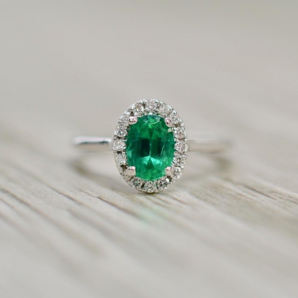 3.2 ct ovaal geslepen groene smaragd diamanten trouwring wit goud 14k - harrychadent.nl