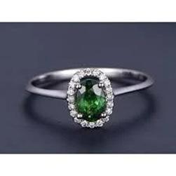 3.2 ct ovale groene smaragd halo diamanten ring 14 kt wit goud Nieuw - harrychadent.nl