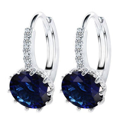 3.20 Ct Ceylon Sapphire En Diamond Hoop Earring Gouden Sieraden