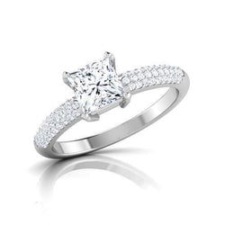 3.20 ct prinses en rond geslepen prachtige diamanten ring wit goud 14k