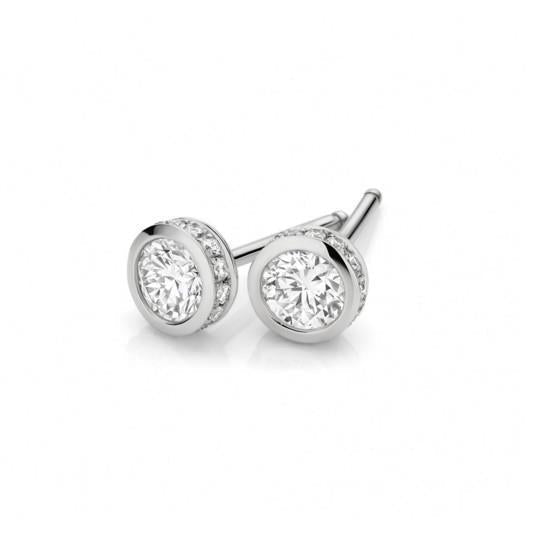 3.20 ct rond geslepen diamanten dames oorknopjes sprankelend wit goud - harrychadent.nl