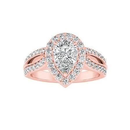 3.20 karaat solitaire met accent diamanten halo ring rosé goud 14k - harrychadent.nl