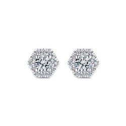 3,20 Ct Rond Geslepen Echt Diamanten Dames Oorknopjes Halo Wit Goud 14K