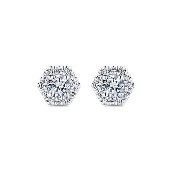 3,20 Ct Rond Geslepen Echt Diamanten Dames Oorknopjes Halo Wit Goud 14K