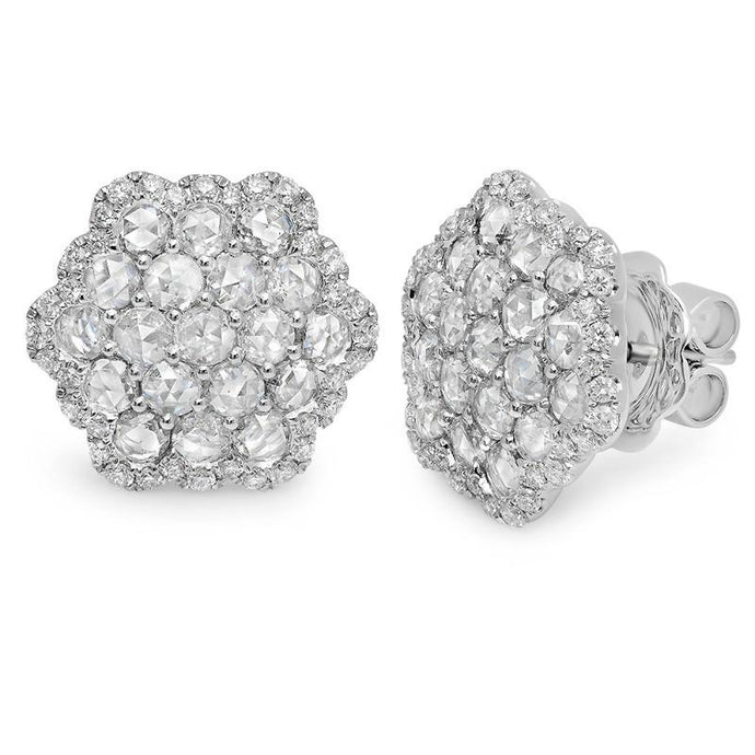 3,20 Karaat Echt Diamanten Stud Halo Oorbel Wit Goud 18K