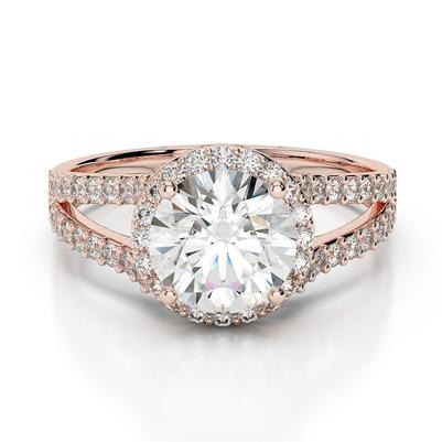 3.25 karaat diamanten Halo Ring Rose goud 14K - harrychadent.nl