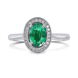 3.25 karaat groene smaragd en diamanten ring wit goud 14K