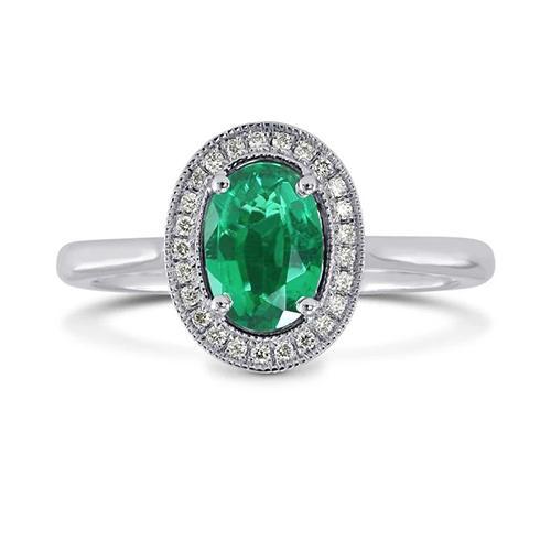 3.25 karaat groene smaragd en diamanten ring wit goud 14K - harrychadent.nl