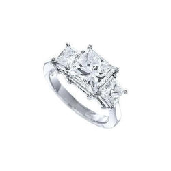 3.25 karaat prinses geslepen diamanten verlovingsring met drie stenen