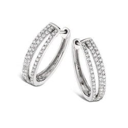 3,25 Karaat Prong Set Ronde Geslepen Echt Diamanten Hoepel Oorbellen Wit Goud 14K
