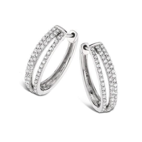 3,25 Karaat Prong Set Ronde Geslepen Echt Diamanten Hoepel Oorbellen Wit Goud 14K - harrychadent.nl