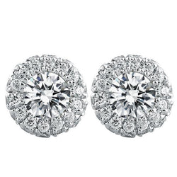 Natuurlijke Diamanten Oorbel 3.28ct - Witgoud 14K