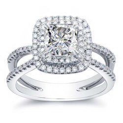 3.30 karaat prinses en rond geslepen diamanten ring met accenten