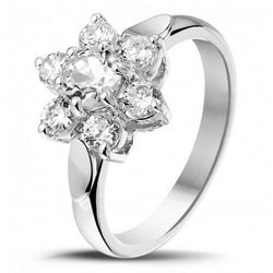 3.30 karaat sprankelende ronde Halo diamanten verlovingsring wit goud