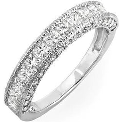 3,30 Karaat Prinses En Ronde Echt Diamanten Trouwring Wit Goud