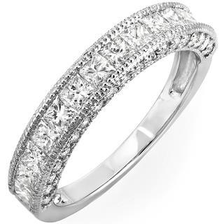 3,30 Karaat Prinses En Ronde Echt Diamanten Trouwring Wit Goud - harrychadent.nl