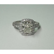 Afbeelding in Gallery-weergave laden, 3,35 ct Sprankelende Kussen Diamanten Halo Echt Diamanten Ring Met Accenten Wit Goud 14K - harrychadent.nl
