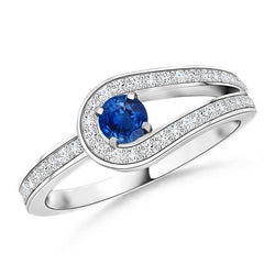 3.40 Ct Ceylon Sapphire Diamanten Trouwring Wit Goud 14K