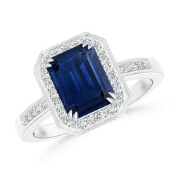 3.40 Ct Sri Lankaanse Saffier Diamanten Ring Wit Goud 14K