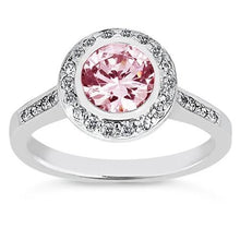 Afbeelding in Gallery-weergave laden, 3.40 ct ronde Halo roze saffier edelsteen jubileum ring wit goud - harrychadent.nl
