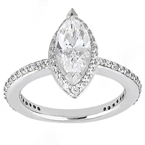 3.50 karaat Marquise geslepen diamanten ring met accenten wit goud 14K - harrychadent.nl