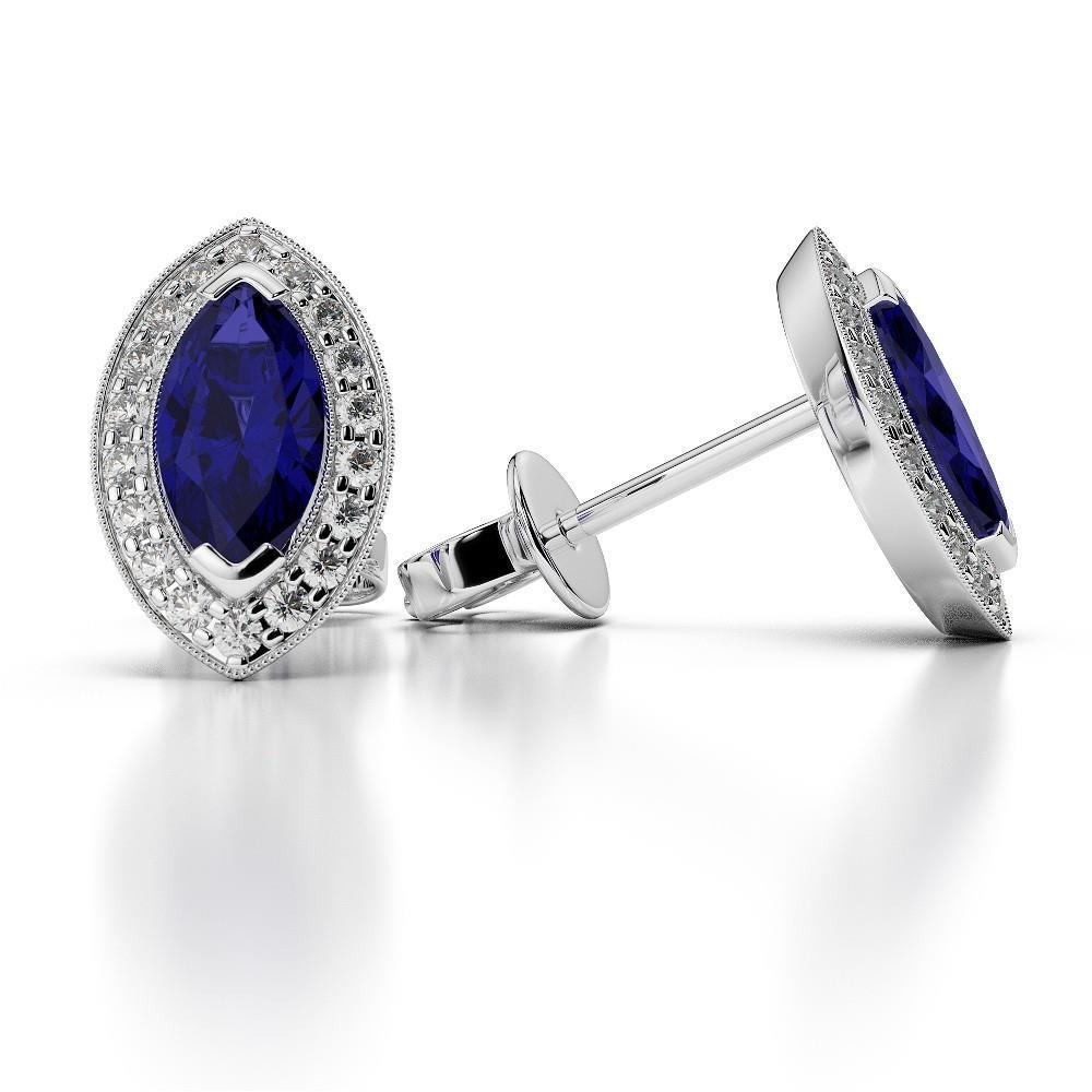 3.50 karaat Prong Set Sri Lanka Sapphire Diamonds Studs Oorbellen - harrychadent.nl