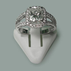 3.50 karaat kussen Diamant Solitaire Ring Split Shank sieraden Nieuw