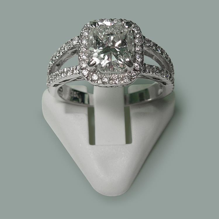 3.50 karaat kussen Diamant Solitaire Ring Split Shank sieraden Nieuw - harrychadent.nl