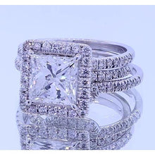 Afbeelding in Gallery-weergave laden, 3.50 karaat prinses geslepen diamanten halo fancy ring wit goud 14k - harrychadent.nl
