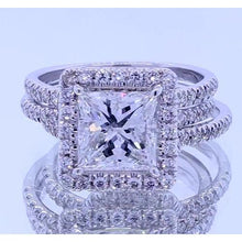 Afbeelding in Gallery-weergave laden, 3.50 karaat prinses geslepen diamanten halo fancy ring wit goud 14k - harrychadent.nl
