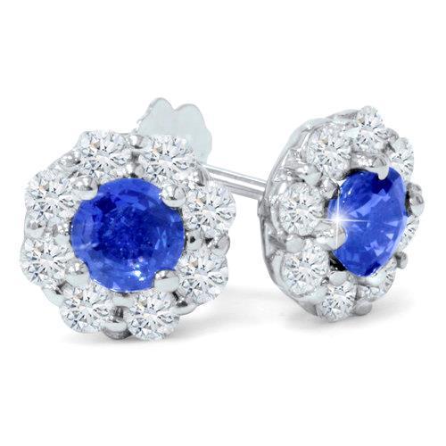 3.50 karaat ronde Ceylon Sapphire Diamant LadiesStud oorbel - harrychadent.nl