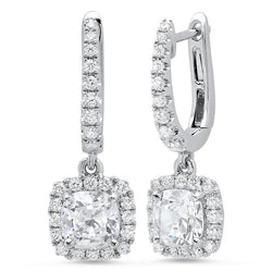 3.50 karaat sieraden kussen en ronde Halo Diamant Dangle Earring