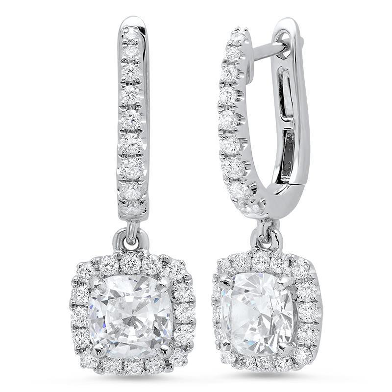 3.50 karaat sieraden kussen en ronde Halo Diamant Dangle Earring - harrychadent.nl