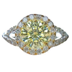 3.50 Karaat Halo uit de aarde gewonnen Diamanten Koninklijke Verlovingsring Nieuw