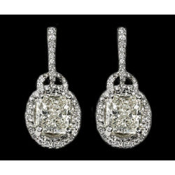 3,51 ct. Stralende Geslepen Echt Diamanten Hefboomruggen Witgouden Oorbel