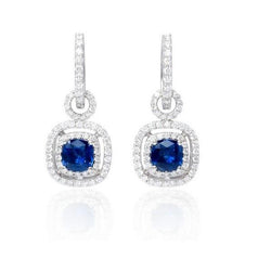 3.52 Ct Ceylon Sapphire Met Diamanten Lady Dangle Oorbellen