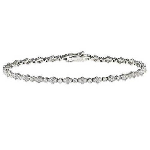 3,5 Karaat Ronde Echt Diamanten Damesarmband Witgouden Sieraden 14K - harrychadent.nl