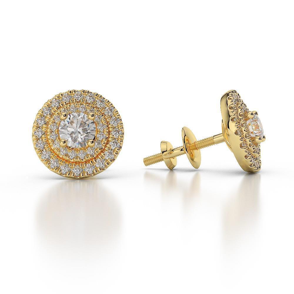 3,5 Karaat Ronde Geslepen Halo Echt Diamond Stud Earring Witgouden Fijne Sieraden